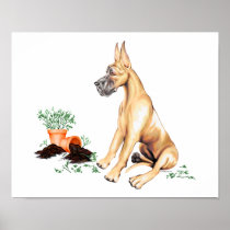 Great Dane Naughty Pup Fawn posters