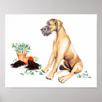 Great Dane Naughty Pup Fawn UC posters