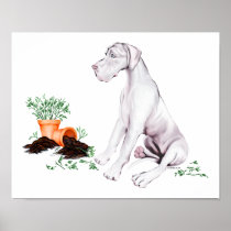 Great Dane Naughty Pup White UC posters