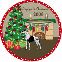 Great Dane Puppy's First Christmas Ornament 2009 photo sculptures by freespiritdesigns Great Dane Puppy's First Christmas Ornament 2009 photo sculptures