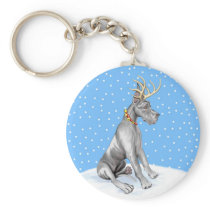 Great Dane Reindeer Christmas Black Key Chains