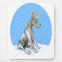 Great Dane Reindeer Christmas Black Mousepads