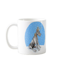 Great Dane Reindeer Christmas Black Coffee Mugs