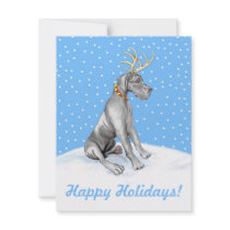 Great Dane Reindeer Christmas Black UC Personalized Announcements