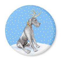 Great Dane Reindeer Christmas Black UC magnets by DanesRUs Great Dane Reindeer Christmas Black UC magnets