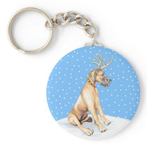 Great Dane Reindeer Christmas Fawn UC Keychain
