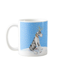Great Dane Reindeer Christmas Harlequin UC Mugs