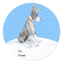 Great Dane Reindeer Christmas Mantle Gift Tags stickers
