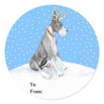 Great Dane Reindeer Christmas Mantle Gift Tags stickers