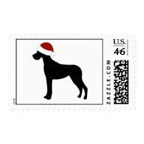 Great Dane Santa Hat Postage Stamp
