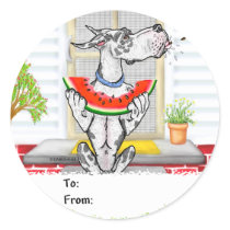 Great Dane SPIT Harlequin Round Stickers