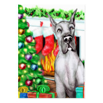 Great Dane Stockings Black Christmas Flat Cards business cards