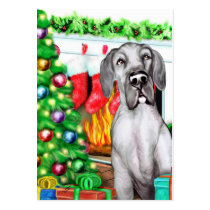 Great Dane Stockings Black UC Christmas Flat Cards business cards by DanesRUs Great Dane Stockings Black UC Christmas Flat Cards business cards