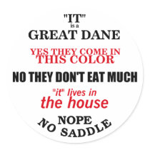 Great Dane Walking Answers Round Sticker