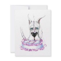 Great Dane White Birthday Cake invitations by DanesRUs Great Dane White Birthday Cake invitations