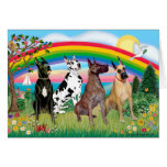 Great Danes (four) - Rainbow Bright Greeting Cards
