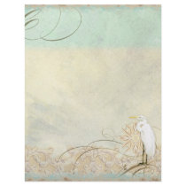 Great Egret Coastal Beach - Monogrammed Stationery Letterhead Template
