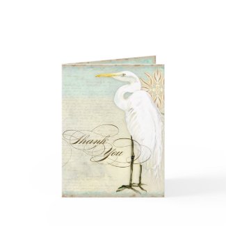 Great Egret Coastal Beach - Thank You Note Cards card