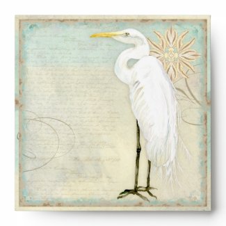 Great Egret Coastal Beach - Wedding Envelope envelope