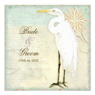 Great Egret Coastal Beach - Wedding Invitation