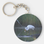 Great Egret Eating Keychain
