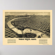 Great Falls, MT Panoramic Map - 1891 Posters
