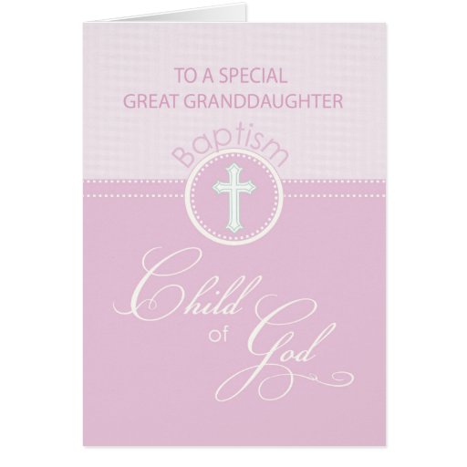 Great Granddaughter Baptism Congratulations Pink Card Zazzle