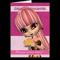 Great Granddaughter Trendy Birthday Girl Greeting cards