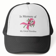 Breast Cancer Hats on Great Grandma In Memory Breast Cancer Hats