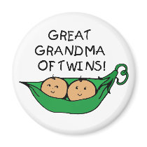 Great Grandma of Twins Pod Magnets