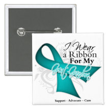 Great-Grandma - Teal Ribbon Awareness Pinback Buttons