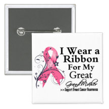 Great-Grandmother Floral Ribbon - Breast Cancer Pins