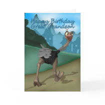 Great Grandson Birthday Card - Cartoon Ostrich - D