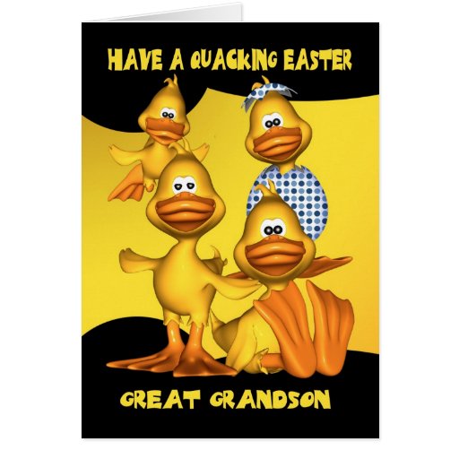 Great Grandson, Easter Card With Fun Ducks Zazzle