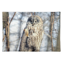 Great Gray Owl - Creamy Brown Watcher Placemat
