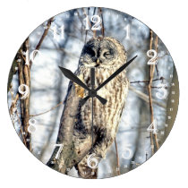 Great Gray Owl - Creamy Brown Watcher wall clocks