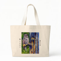 Great Gray Owl Green Tote Bag by artbyjolyn Great Gray Owl Green Tote Bag