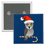 Great Grey Owl Santa Buttons