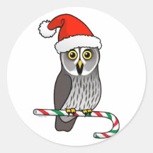 Great Grey Owl Santa Sticker