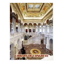 Great Hall, Library of Congress, Washington, DC Postcard
