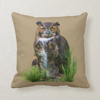 Great Horned Owl Customizable Throw Pillow