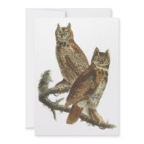 Great Horned Owl, John Audubon Custom Invite