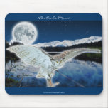 Great Horned Owl, Moon & Lake Art Mousepad