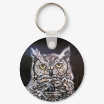 Great Horned Owl Painting Key Chain by Dawna keychains