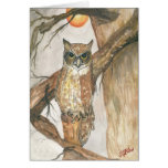 Great Horned Owl under Moon Greeting Card