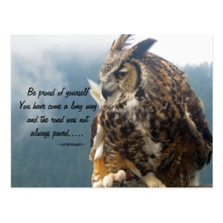 Great Horned Owl with Quote Postcard