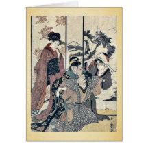 Great house cleaning by Kitagawa,Utamaro Greeting Cards
