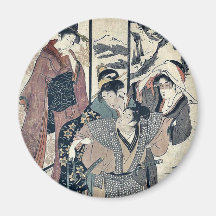 Great house cleaning by Kitagawa,Utamaro Fridge Magnets
