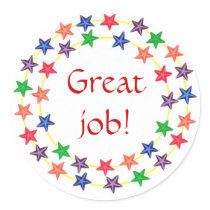Great job!, stickers, circles of colorful stars