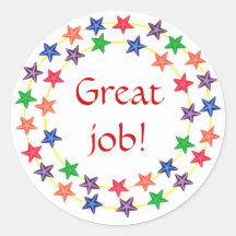 Great job!, stickers, circles of colorful stars